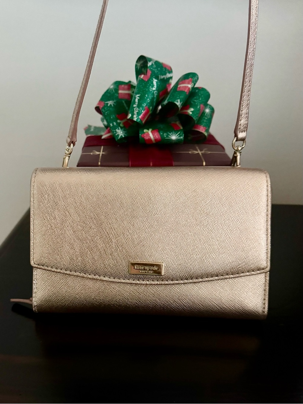 Kate Spade Metallic Rose Gold Laurel Way Winni Crossbody Wallet Bag